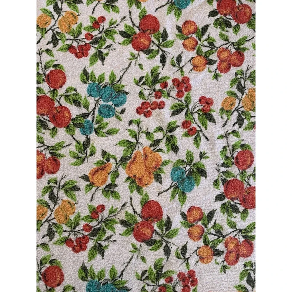 Vintage Farmhouse TableCloth Fruit Cherries Pears Apples 60s Large 50